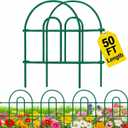 AMAGABELI 35 Panels 18in(H)50ft(L) Decorative Garden Fence No Dig Rustproof Metal Pre-Linking Fence Panels Garden Edging Border Animal Barrier Fencing for Flower Beds Yard Patio Outdoor Decor Green