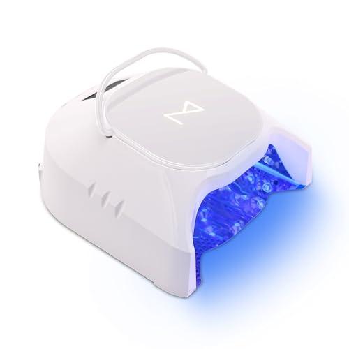 M - GlowPro Professional Hybrid 86W Wireless Rechargeable UV LED Nail Curing Lamp Cordless Nail Dryer for Gel Nails, Manicure, Pedicure (White)