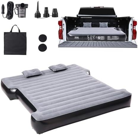 VEVOR Truck Bed Air Mattress, for 5.5-5.8 ft Full Size Short Truck Beds, Inflatable Air Mattress Bed with 12V Air Pump 2 Pillows, Carry Bag, for Silverado, RAM, F Series, Sierra, Titan, Tundra