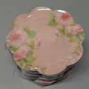 60Pcs Floral Plastic Plates - 7.5inch Dessert Plate Disposable - Heavy Duty Tea Party Plates - Premium Flower Plate Decorations for Birthday Baby Shower Wedding Party Supplies