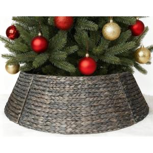 ChumDecor 28" Wicker Christmas Tree Collar for Artificial Trees, Rustic 7.5ft Tree Basket Skirt, Farmhouse Base Cover for Pencil, Slim Christmas Tree Collars, Handwoven from Seagrass (Expresso)