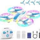 Dacene Mini Drone for Kids,RC drone with LED Lights and Propeller Protection,2 Rechargeable Batteries,Altitude Hold,360 Flips,3 Speed Modes,Flying Toy for Beginners,Gifts Toys for Boys Girls (blue)