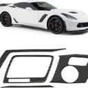Real Carbon Fiber Center Control Gear Shift Panel Trim Compatible with Corvette C7 20142019, Interior Decal Sticker Accessories