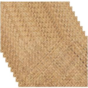 Geyee 50 Pcs Rattan Paper Place Mats Farmhouse Disposable Wicker Printed Paper Place Mats for Dinner Plates Woven Pattern Rectangle Table Placemats for Wedding (11.8 x 15.7 Inches)