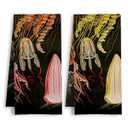 HSIASHENG ArtisaEura Jellyfish Coastal Beach Kitchen Towels, Vintage Sea Life Jellyfish Dish Tea Hand Towels for Kitchen Bathroom Decor, Gifts for Ocean Lovers, 16x24 Inch Set of 2
