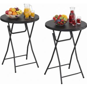 2 Pack Cocktail Table, 32 Inch Folding Table, High Top Round Tables, Black