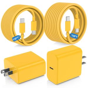 USB C Fast Charger for iPhone 17/ Air/16/15 Pro Max,2Pack 10FT Type C Charger Block & Cable, PD 3.0 Super Fast Charging for iPad Pro MacBook Air/Pro M1/M2, AirPods-Yellow