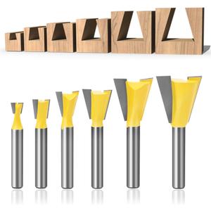 1/4 Inch Shank Dovetail Router Bit Set - 6 Sizes