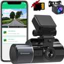 3 Channel Dash Cam with WiFi Function, 4K Front and 1080P Cabin and Rear Dash Camera with Starvis Night Vision, Loop Recording with SD Card Included, 24 Hours Parking Mode and APP Control