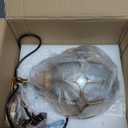 SLAWA Outdoor Pendant Lights for Porch, Vintage Exterior Hanging Lantern with Spherical Glass Lampshade, Bronze Aluminum Fixture for Gazebo, Entry, Yard (Small-7" x 13")