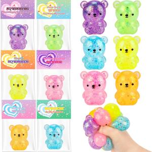 Valentines Day Cards for Kids Classroom, 24Pcs Cute Bear Squishy Toys with Valentine Cards, Valentines Day Gifts for Kids School, Valentine's Day Exchange Gifts Class Exchange Prizes