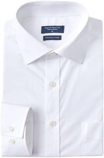 Year In Year Out Wrinkle Free Dress Shirt for Men Regular Fit Long Sleeve Wrinkle Resistant Shirt(White 175, XL)