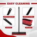 18 Inch Heavy Duty Push Broom Outdoor with 63" Long Handle Stiff Bristle Brush for Patio,Deck,Driveway,Garage,Yard,Warehouse&Concrete Floor Cleaning (Red)