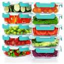 VERONES 10Pack 22OZ Glass Meal Prep Containers, Airtight Glass Lunch Containers Set, Glass Food Storage Containers with Lids, Exclusive of BPA, for Microwave, Oven, Freezer & Dishwasher Friendly, Green