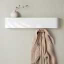 Kazai. Wall-Mounted Coat Rack 'Toke' - Modern Design Coat Rack with Hidden Wall Hooks - Solid Wood Veneer Panel Coat Hanger - White