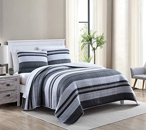 Nautica - King Quilt Set, Cotton Reversible Bedding, Bedding Set for All Seasons (Ardmoore Grey, King)