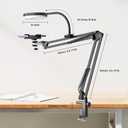 Overhead Camera Mount with Ring Light, Flexible Articulating Phone Arm Stand Compatible with iPhone, Logitech Webcam, Desk Tripod for YouTube Live Stream Cooking Nail Video Recording