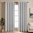 CUCRAF Grayish White Blackout Curtains 54 inch Length 2 Panels Set, Rod Pocket Room Darkening Drapes for Bedroom Living Room, Insulated Thermal Light Blocking Window Curtain (W52 x L54 Inch)