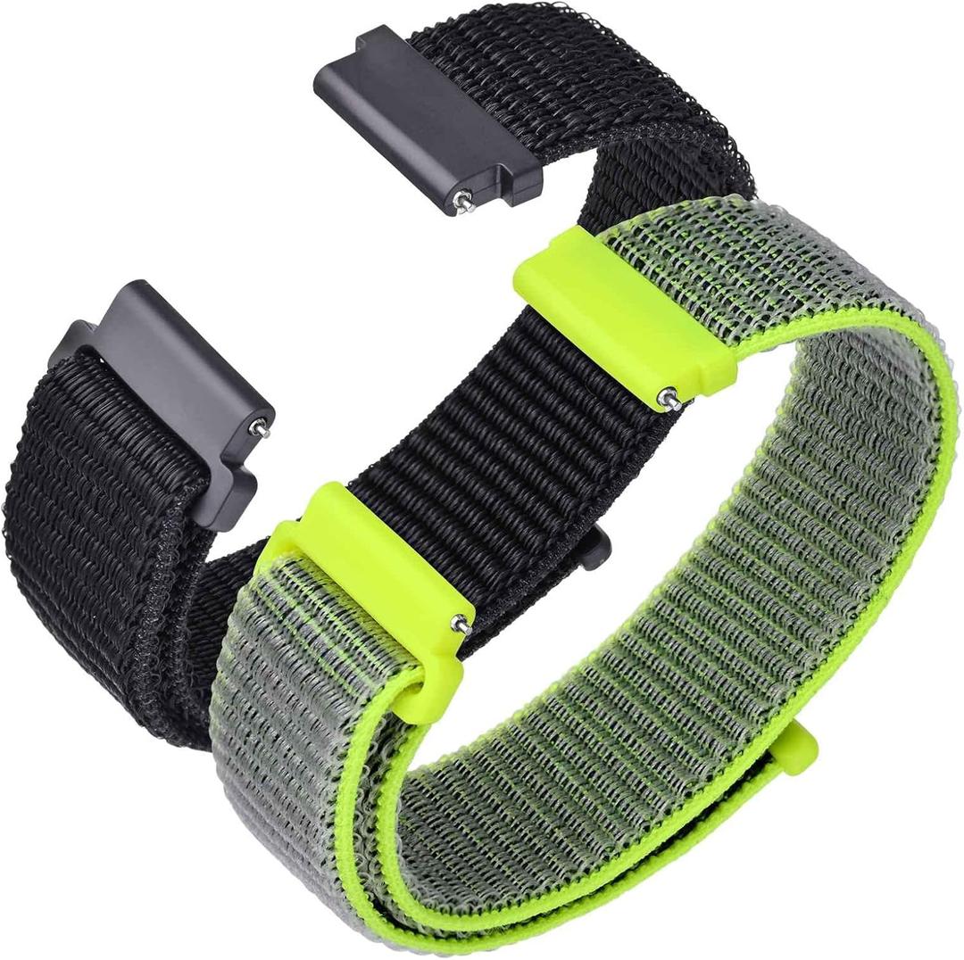 ANNEFIT Nylon Sport Loop Watch Bands, 2 Packs Quick Release Adjustable Strap 16mm 18mm 19mm 20mm 21mm 22mm 24mm (Black+Shiny Yellow)