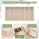 4 Pcs Velvet Sunglasses Organizer Tray 6 Grid Glasses Organizer Stackable Velvet Sunglass Tray Eyeglasses Storage Display Case for Jewelry Glasses Watch Display (Beige)