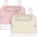 2Pack Silicone Placemats for Baby&Kid, Stain-Proof Non-Slip Baby Place Mat for Restaurant Highchair& Home Dining, Baby-led Food mats for Travel, Portable Toddler Table mat-Waterproof&Dishwasher Safe (Pink&beige)