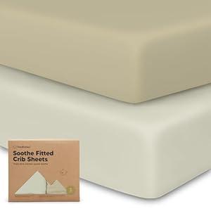 KeaBabies 2-Pack Organic Crib Sheets for Boys, Girls, Jersey Fitted Crib Sheet, Baby Crib Sheets Neutral, Cotton Breathable Crib Sheet, Cute Printed Crib Mattress Sheet, Baby Mattress Sheets (Lichen)