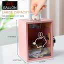 Clear Piggy Bank with Lock, Large Money Saving Jar Money Bank Box Container for Cash Saving, Openable Clear Money Coin Change Bank Jar Container Penny Piggy Jar Bank for Adults Kids, Pink