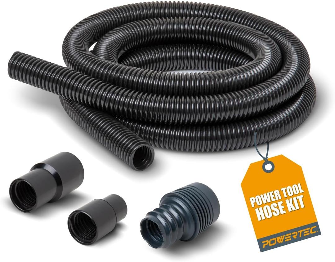 POWERTEC 70356 10 ft. Vacuum Hose Dust Collection Kit for Woodworking Power Tools, Wet/Dry Work Shop Vacuums, Miter Saw and Table Saw