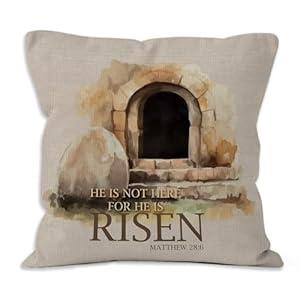 He is Risen Easter Throw Pillow Covers - Christian Easter Religious Decor, Resurrection Sunday Decorations Pillow Covers for Home Bedroom CouchEaster Jesus Throw Pillow Covers - Christian Religious Easter Decor, Jesus Decorations Pillow Covers for Home Bedroom Couch (Risen-3)