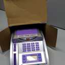 Fishboy ATM Piggy Bank for Kids with Power-Off Memory and Debit Card for Real Money, Onekey Shutdown, Coin Recognition, Target Setting, Bill Feeder, Balance Calculator, Electronic Savings Machine Box (Silver/Purple)