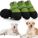 DOGOYS Dog Shoes, Outdoor Dog Boots Non-Slip Waterproof Dog Booties for Medium to Large Dogs 4Pcs for Winter Snowy Day, Summer Hot Pavement with Rugged Sole Green 1
