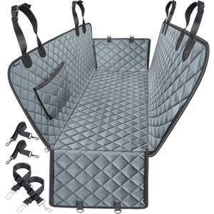 URPOWER Seat Cover for Dog 100% Waterproof Pet Seat Cover Hammock 600D Heavy Duty Scratch Proof Nonslip Durable Soft Pet Back Seat Covers for Cars Trucks and SUVs (Grey)