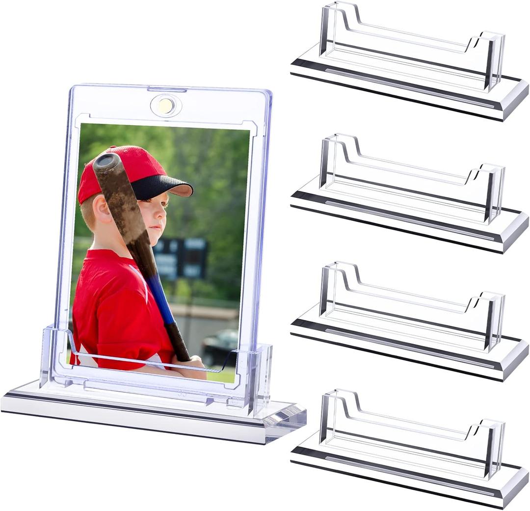 Yookeer 4 Pack Magnetic Card Holder Base TradingCard display Stand Protector Sleeves Protector Case Base for baseball, Case Standard Cards(Fits 35PT Magnetic Card Holder)