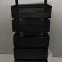 Fruit and Vegetable Basket for Kitchen No Assembly Rotating Storage Rack,Bathroom Storage Shelf, Kitchen Organizers and Storage Cart on Rolling Wheels(Black, 5 Tier-Square)