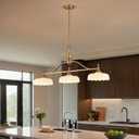 HDDFL Chandeliers Pendant Light Fixture Vintage Pendant Lighting Fixtures 3 Lights Chandelier Kitchen Glass Hanging Lamp for Island Dining Living Room Brass and White