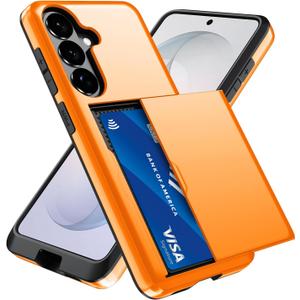 Qinmay Compatible with Samsung Galaxy S26+ / S26 Plus Case Wallet,Built-in Card Holder,Dual Layer Shockproof Hidden Card Slot Slim Wallet Phone case for Galaxy S26 Plus 6.7"Orange