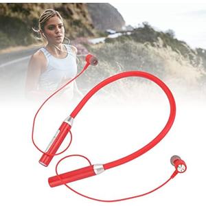 Neckband Bluetooth Earbuds, Cordless Bluetooth 5.2 IPX5 Stereo Ergonomic Enhanced Bass Neckband Magnetic Headphones for Sports Running Workout (Red)