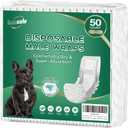 IMMCUTE Male Dog Wraps 50 Ct, Medium Size, Male Dog Diapers Disposable, Super Absorbent Leak-Proof Doggy Diapers,Belly Bands for Dogs with Wetness Indicator, Ideal for Indoor, Outdoor
