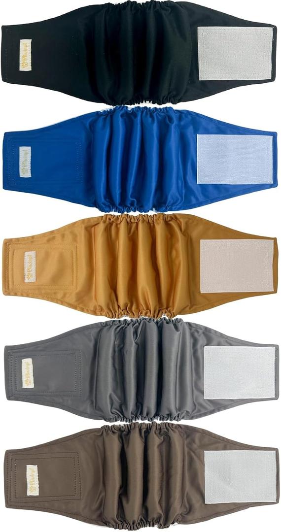 Reusable Dog Diapers Male High Absorbing Belly Band for Male Dogs Washable Belly Bands for Male Dogs 5 Pack (M, 11” - 14” Waist)