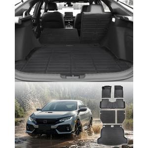 2022-2026 for Honda Civic Hatchback Floor Mats with Backrest Mat, All Weather 6 Pcs TPE Cargo Liners for Civic Hatchback 2022-2025 Trunk Mat Accessories 2022 2023 2024 2025 2026