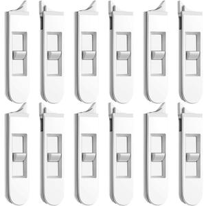 12 Pieces Window Latch Replacement Snap in Window Locks Vinyl Spring Loaded Parts and Hardware White Plastic Sliding Latch for Home Accessories (12 Pieces)
