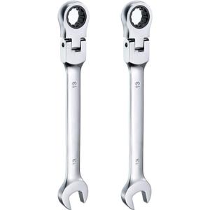 3 x HARFINGTON 2pcs Flex-Head Ratcheting Wrench 13mm 180° Rotating Head Metric Ratchet Combination Wrenches 72-Teeth Chrome Vanadium Steel Open End Ratchet for Fasteners Nut Bolt