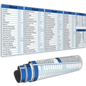 Computer Office Power Point Excel Word Shortcuts Gaming Keyboard Mouse Pad Mousepad Desk Mat Huge Extended XL Rubber Sole for Home Office 31.5"X 11.8" (One Size, Black14)