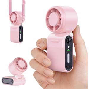 Mini Portable Handheld Turbo Fan Small but Mighty, Whisper-Quiet, Long-Lasting, 5-Speed High-Velocity Rechargeable battery Fan, Personal Fan for Outdoor, Travel, Gifts for Women & Men(Pink)