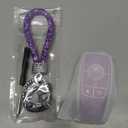 Generic Key Fob Cover for Mercedes Benz A B C E G S CLA CLS GLA GLB GLC GLE GLS Glass Accessories Car Key Protector with Rings with Diamond Keychain (Purple)