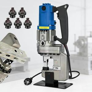 1800W Electric Hydraulic Hole Puncher, Hydraulic Punching Tool for Angle Steel, Channel Steel and Metal Plates, Includes 5 Dies for Iron, Copper and Aluminum, Industrial Metal Punching Machine