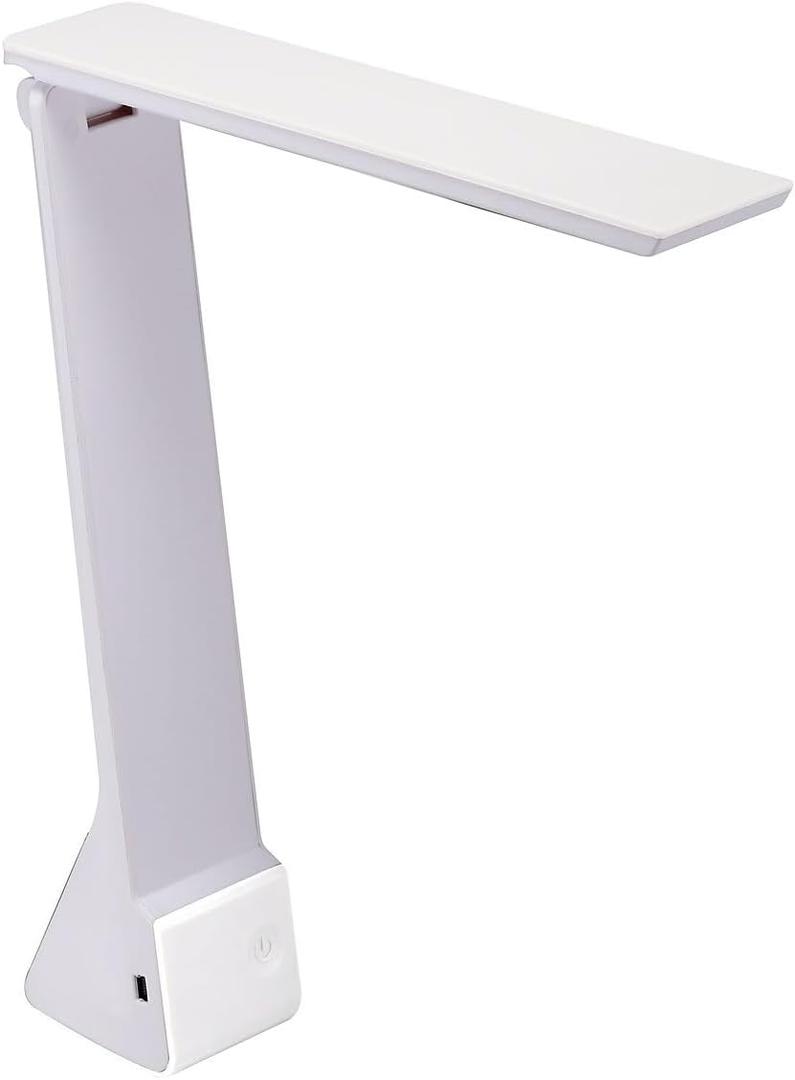 Bostitch Office KT-VLED1810-WHITE Powered Rechargeable Battery LED Desk Lamp, 3 Color Temperatures, Flip Open, White