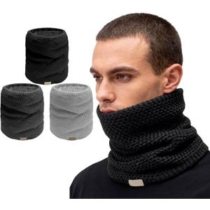 Xicagup Neck Warmer 3 Pack Warm Neck Scarf Skiing Cycling Snow Men Women Unisex Warmer Outdoor Hunting Hiking Run Travel Walk Tennis Cycling Women Cold Weather Neck Gaiters(Black, Dark Grey, Blue-3)