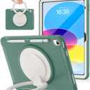 BATYUE Case for iPad 10th/11th (A16) Gen 2022/2025: Professional Shockproof 10.9/11" Cover with Screen Protector, Pencil Holder, 360 Rotating Stand  Kid-Friendly, Emerald Green