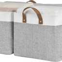 StorageWorks Storage Bins, Shelves Baskets for Organizing, Large Fabric Closet Organizers with Handles, Metal Frame, Gray and White, 2-Pack